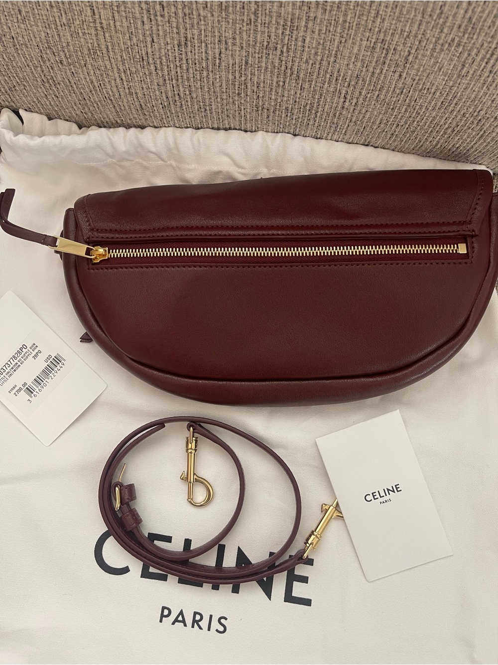 Celine Triomphe Half-Moon in Bordeaux with Gold Hardware - Picture 5 of 11
